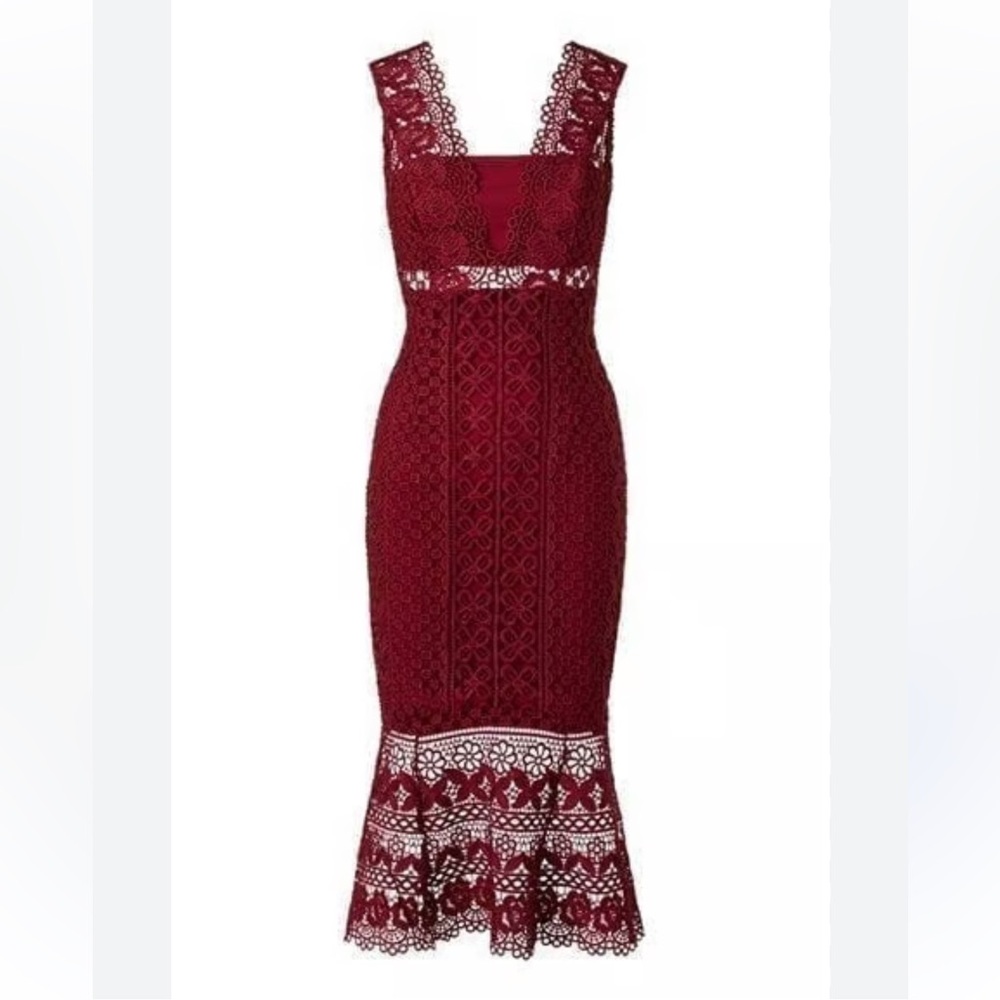 Bardot full lace Elegant babydoll Burgundy Lace Dress
